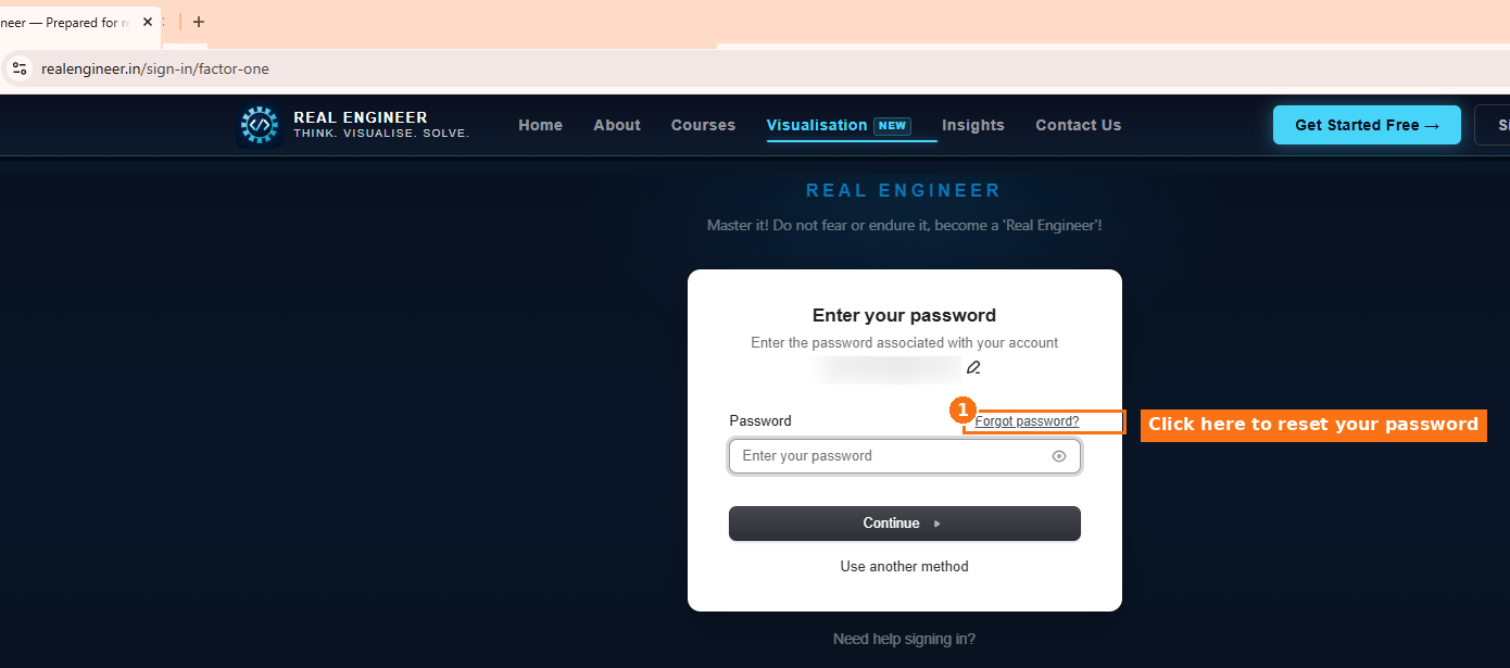 Sign-in form with the forgot password link highlighted