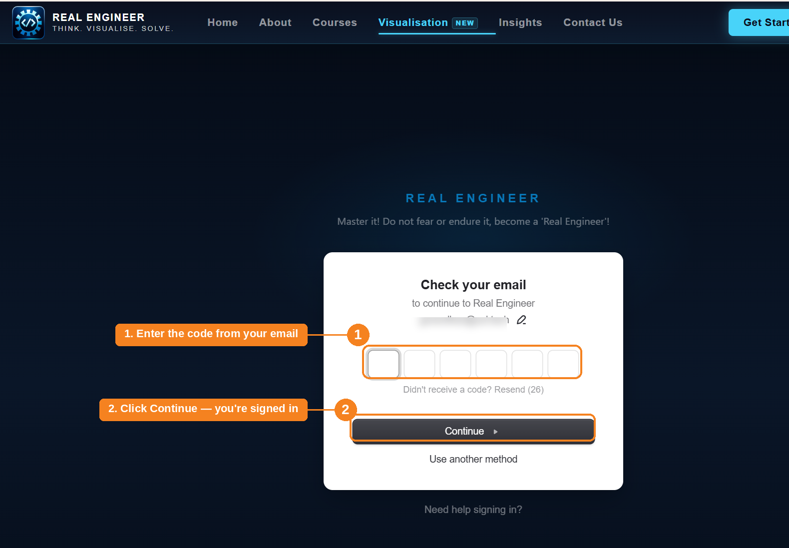 6-digit code entry screen after choosing Email code to your address