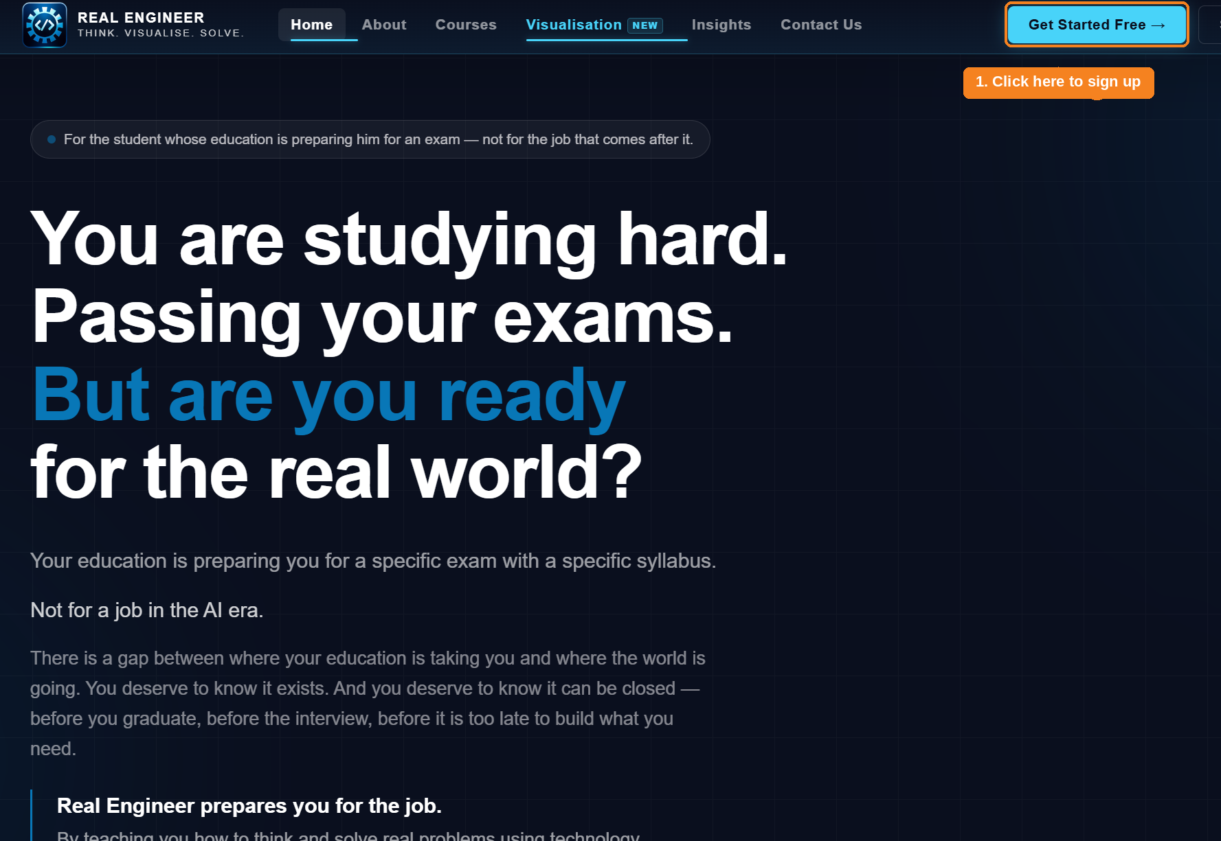 Home page with Get Started Free button highlighted